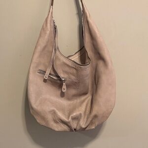 Roots Beige Leather Hobo Bag